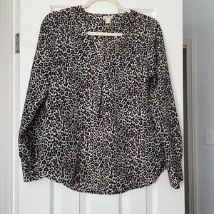 J. Crew animal print V neck blouse. Great condition!